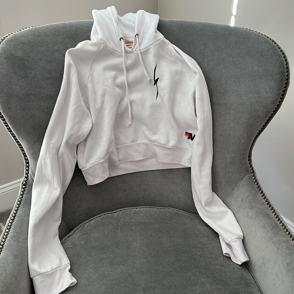 Aviator Nation Women’s White Cropped Hoodie L